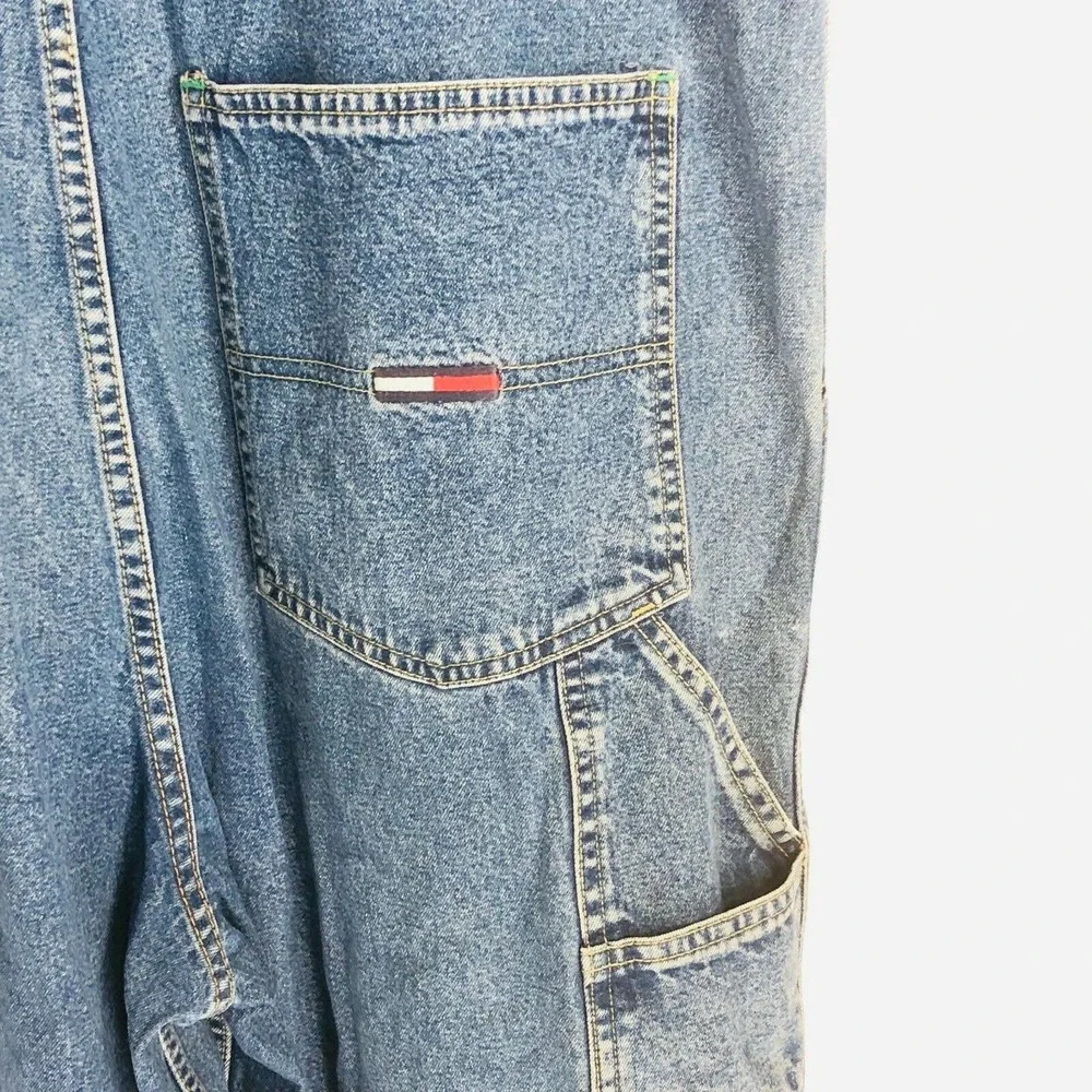Vintage Tommy Hilfiger Denim Overalls, Retro Hip Hop Fashion, Size Medium 1990’s - Picture 3 of 6